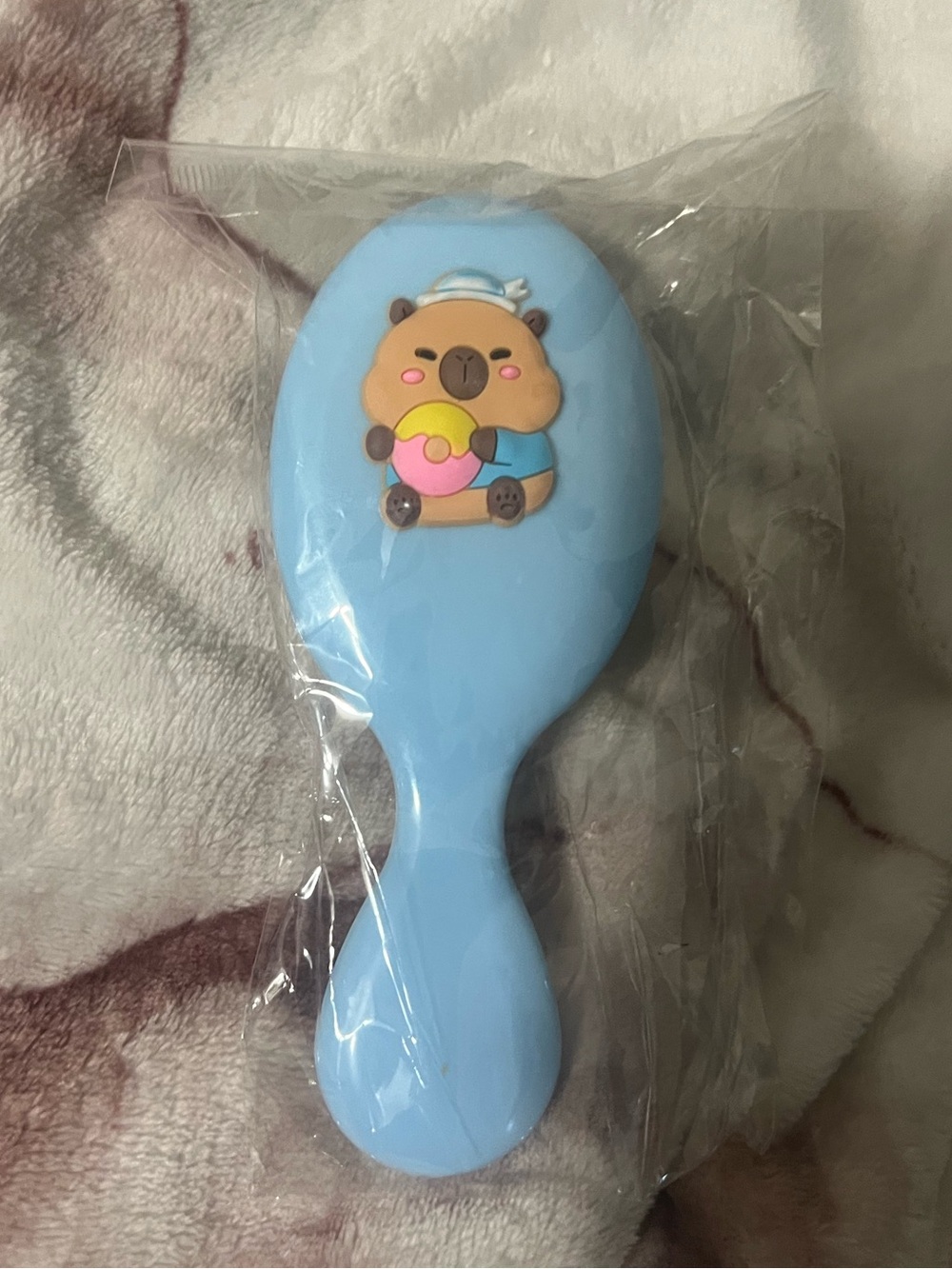 Capybara Blue Travel Hair Brush